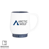 12 oz Stackable Ceramic Mug blue with custom logo