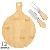 Bamboo Cheese Board Knife Set pieces top view