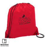 Polyester Drawstring Bag red with custom logo