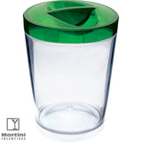 Clear candy jar with green lid