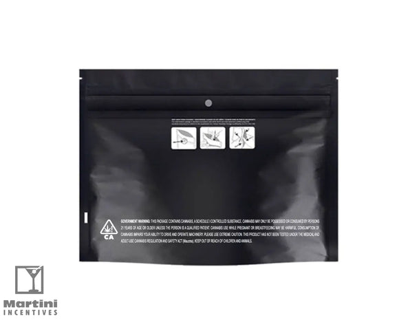 Child Resistant Matte Black Mylar Exit Bags 8in x 6in - 28g