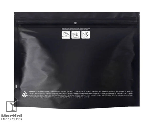 Child Resistant | Matte Black Mylar Exit Bags | 12in x 9in - 56g