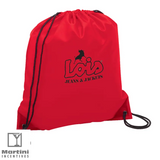 Polyester Drawstring Bag red with custom logo