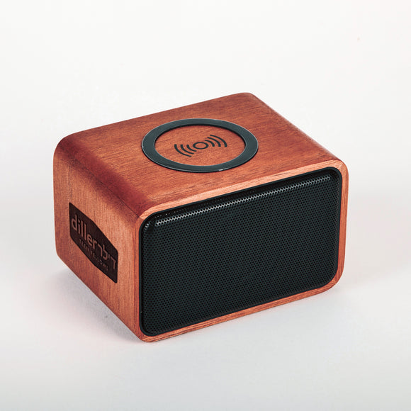 Mahogany Wood-Crafted Bluetooth Speaker & Wireless Charger - RS0672 - Martini Incentives