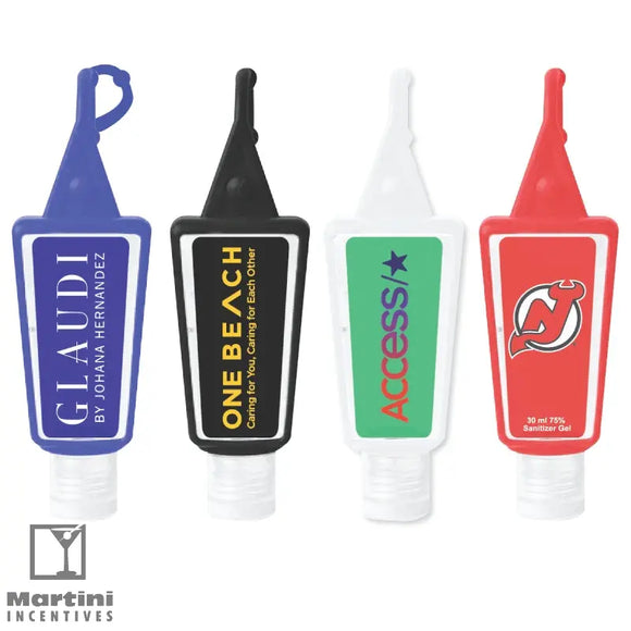 Antibacterial hand sanitizer gel with silicone keyring clip