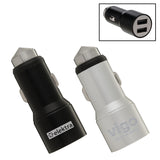 Aluminum Dual USB Car Charger Adapter with Emergency Hammer CA1091 - Martini Incentives